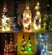 Làm đèn trang trí bằng chai thủy tinh