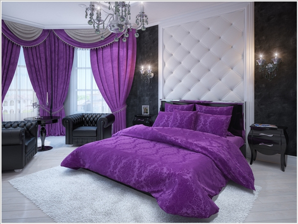 rèm phòng ngủ màu tím