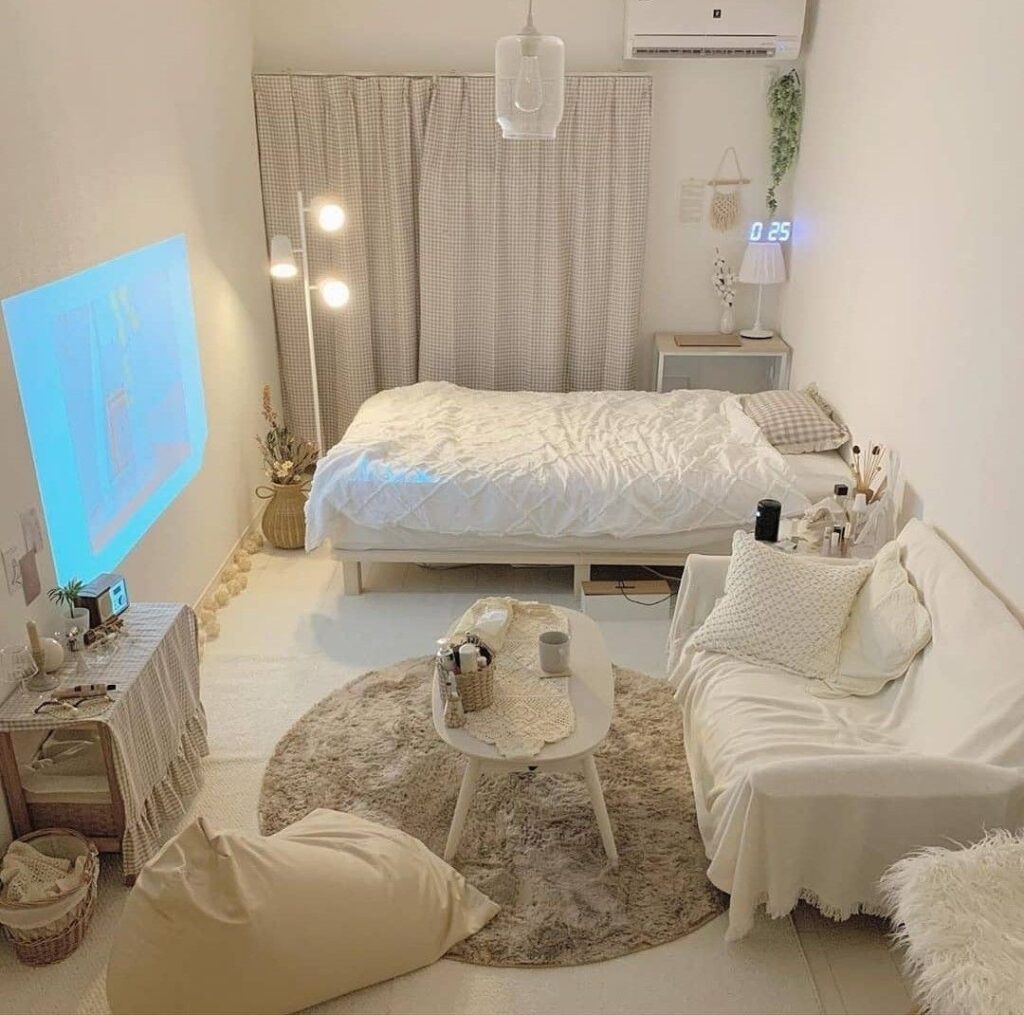 Không gian phòng ngủ nhỏ với nội thất cơ bản 