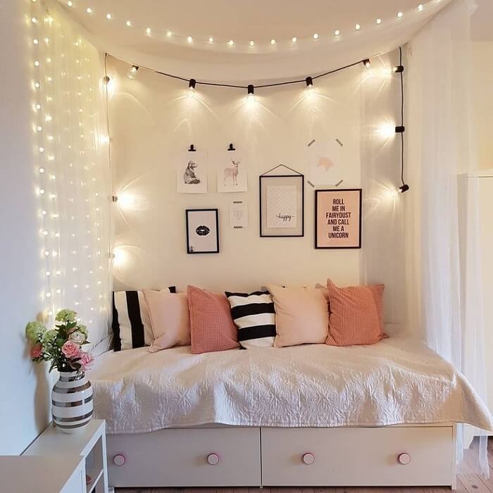 trang trí phòng ngủ bằng đèn led