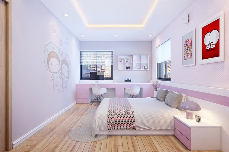 Các mẫu vẽ tường phòng ngủ cho bé đơn giản mà lại dễ thương