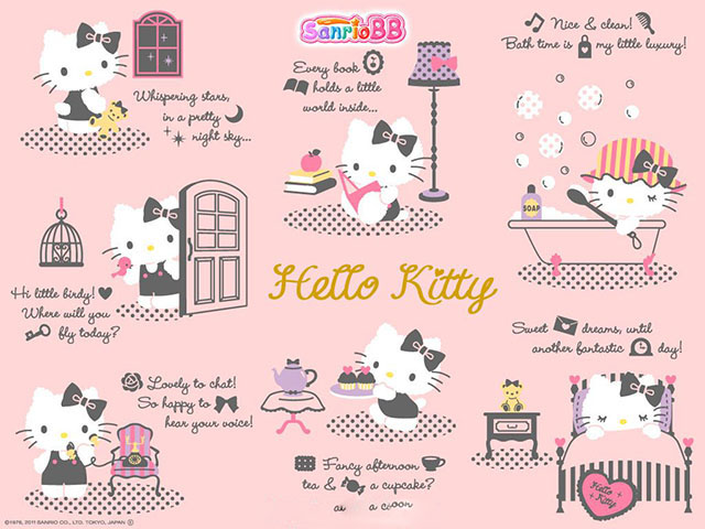 Tổng hợp các mẫu giấy dán tường phòng ngủ hello kitty cho bé gái siêu dễ thương
