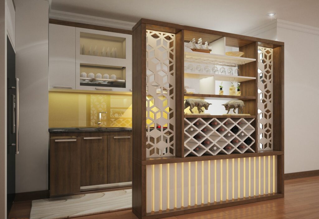 Tủ rượu ngăn phòng khách và bếp - giải pháp tối ưu cho không gian ngôi nhà