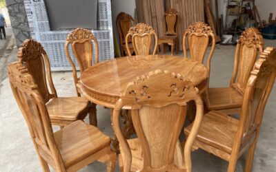 Bộ bàn ăn 8 ghế gỗ gõ đỏ