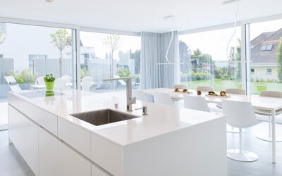 Đá nhân tạo solid surface trắng ốp bếp - xu hướng thiết kế nội thất tương lai