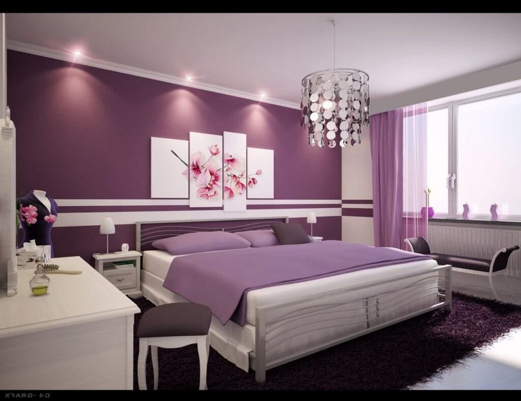 Màu sơn tường phòng ngủ đẹp- màu tím