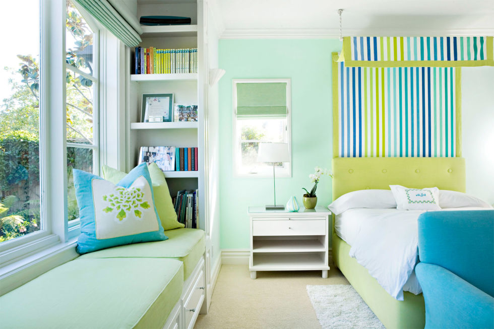 Sơn tường phòng ngủ màu xanh ngọc bích