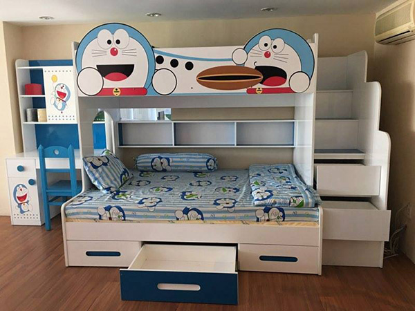 Mẫu 15: Giường ngủ đôi Doraemon hiện đại tiện nghi