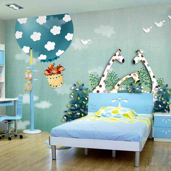 Sơn tường phòng ngủ màu xanh ngọc bích kết hợp khăn trải giường độc đáo giúp trẻ tuyệt vời thời gian nghỉ ngơi