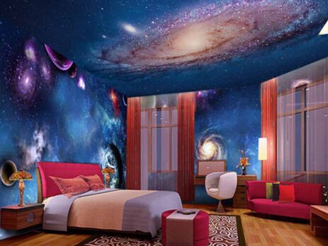 trang trí phòng ngủ vũ trụ