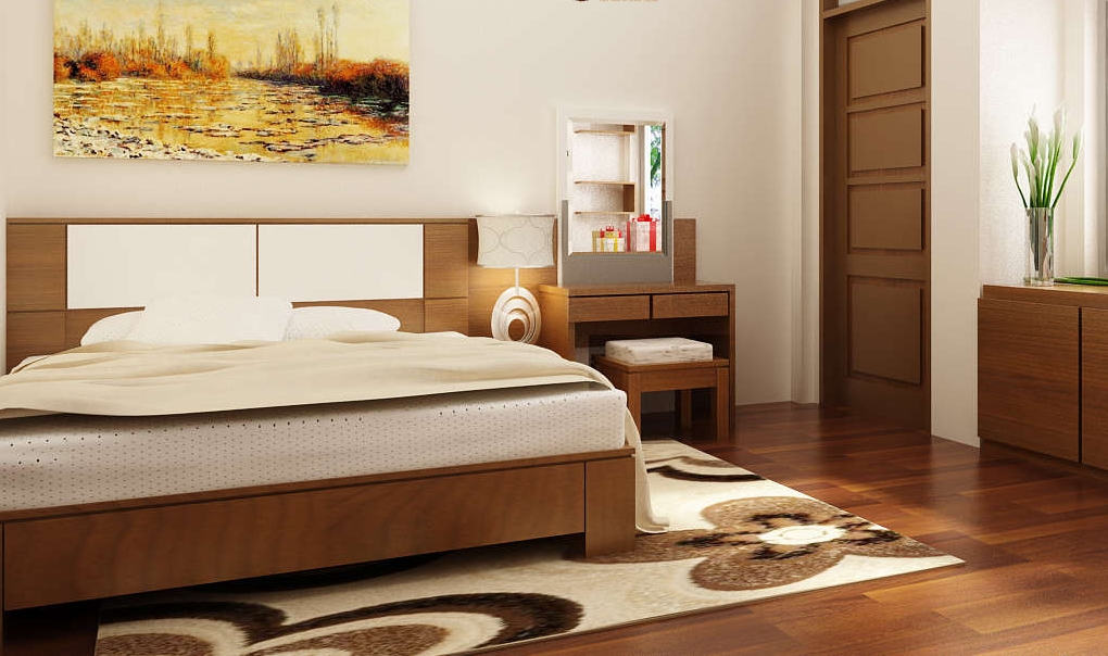 Tủ đầu giường gỗ tự nhiên kiêm bàn trang điểm