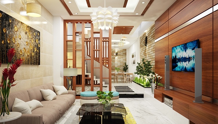 15 Ý tưởng thiết kế phòng khách nhà ống có tầng lửng đẹp