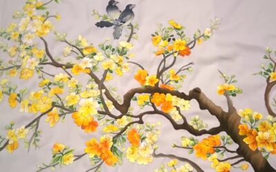 Nét thu hút, sinh động và ý nghĩa phong thủy của tranh thêu tay Hoa Mai