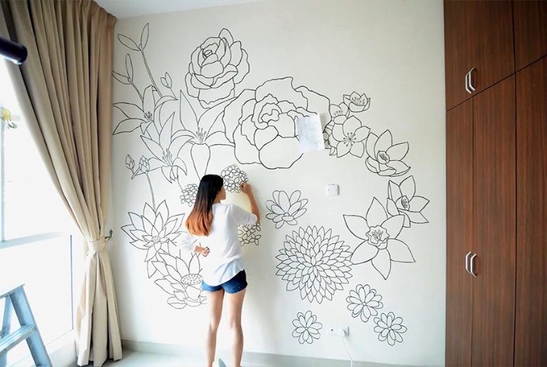 vẽ lên tường phòng ngủ