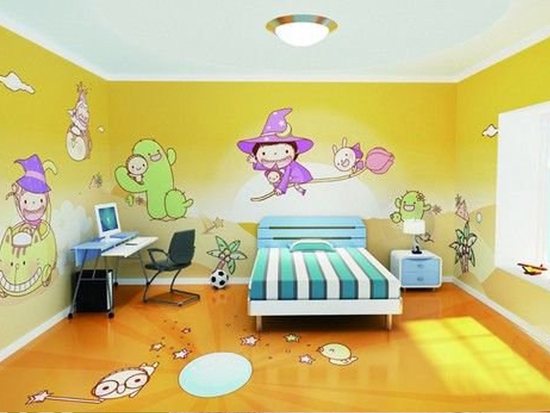 Vẽ tường phòng ngủ cute giúp phòng ngủ nâng tầm vẻ đẹp