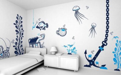 vẽ tường phòng ngủ đơn giản