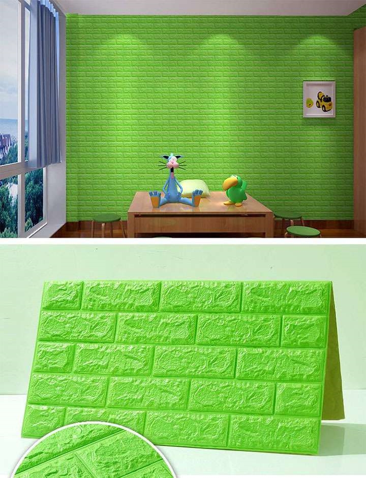 xốp dán tường phòng ngủ màu xanh lá