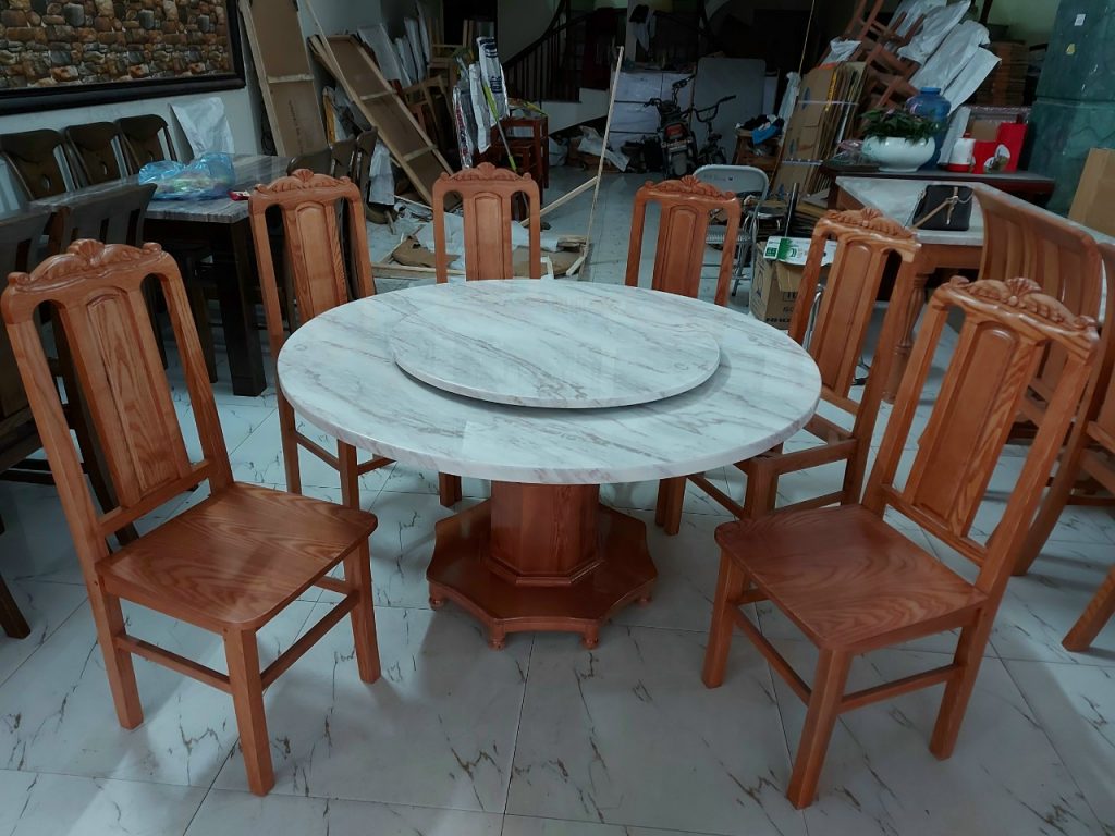 Bộ bàn ăn 6 ghế mặt tròn